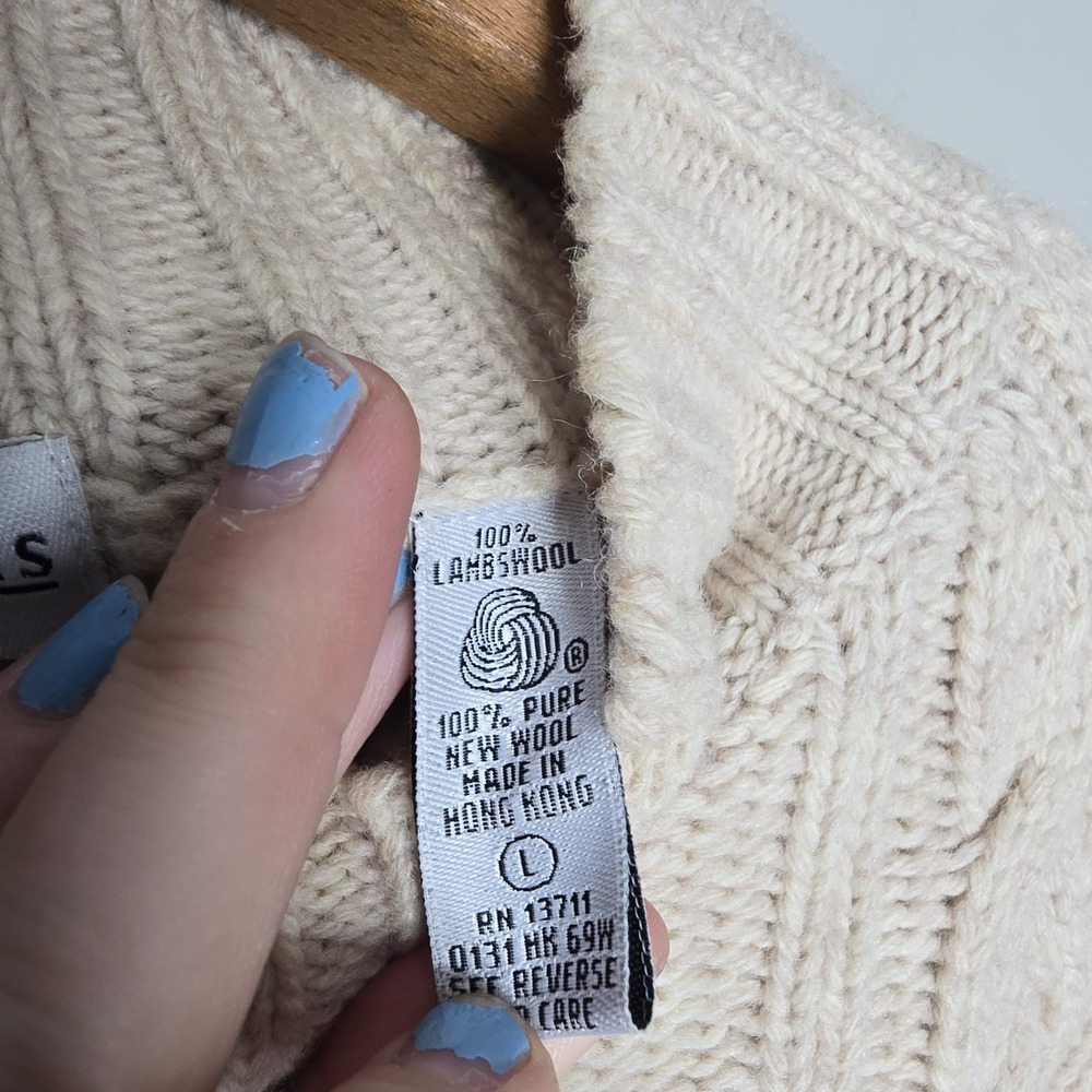 Valerie Stevens Sport 100% Lambswool Classic Grannycore Cozy Chunky Sweater L - Picture 11 of 15